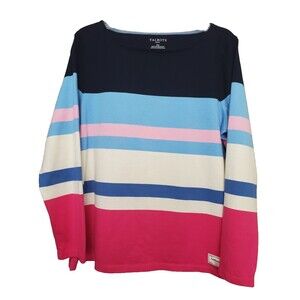Talbots Petite Cotton Colorblock Long Sleeve Boat Neck T-Shirt Size XLP NWOT